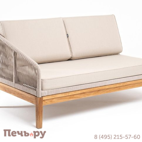 Правый модуль 4SiS Канны плетеный из роупа, основание дуб, роуп бежевый круглый, ткань бежевая 052 фото 4