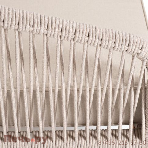 Правый модуль 4SiS Канны плетеный из роупа, основание дуб, роуп бежевый круглый, ткань бежевая 052 фото 9