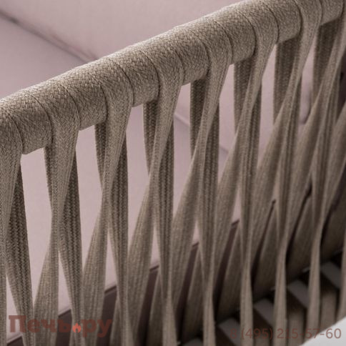 Правый модуль 4SiS Касабланка плетеный из роупа, каркас алюминий светло-серый (RAL7035) муар, роуп серо-коричневый 23мм, ткань бежевая 052 фото 4