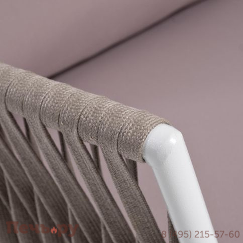 Правый модуль 4SiS Касабланка плетеный из роупа, каркас алюминий светло-серый (RAL7035) муар, роуп серо-коричневый 23мм, ткань бежевая 052 фото 6