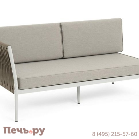 Правый модуль плетеный из роупа 4SiS Касабланка, каркас алюминий светло-серый (RAL7035) муар, роуп серо-коричневый 23мм, ткань бежевая 15052 фото 3