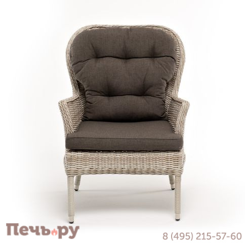 "Алиса" кресло плетеное, цвет бежевый с подушками фото 2