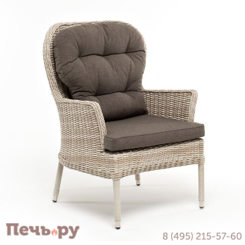 "Алиса" кресло плетеное, цвет бежевый с подушками фото 3