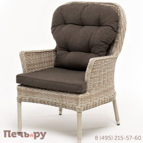 "Алиса" кресло плетеное, цвет бежевый с подушками фото
