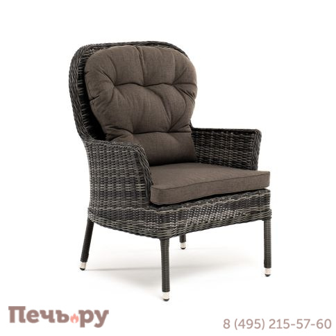 "Алиса" кресло плетеное, цвет графит с подушками фото 3