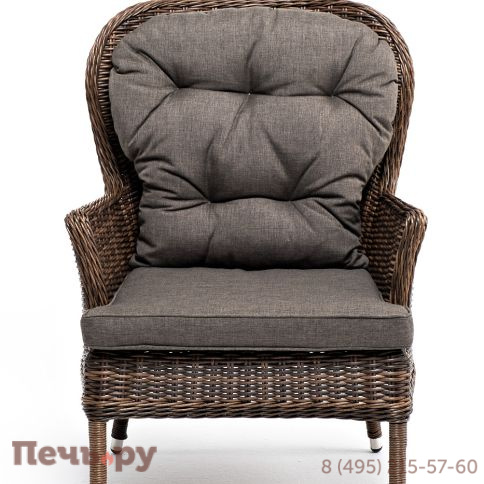 "Алиса" кресло плетеное, цвет коричневый с подушками фото 2