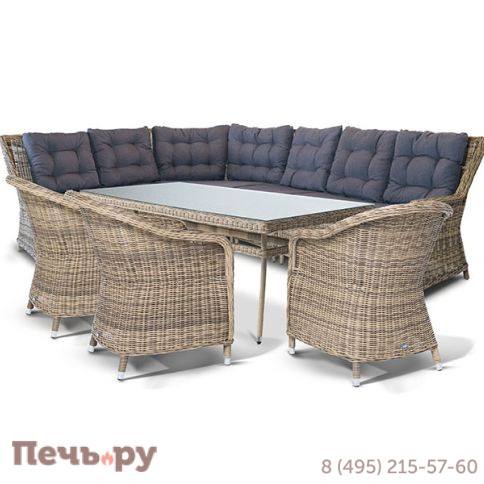 "Базелла" обеденная группа из искусственного ротанга, цвет соломенный фото 2