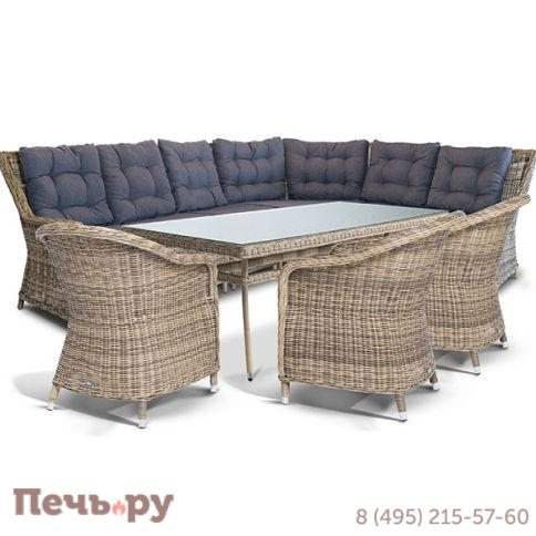 "Базелла" обеденная группа из искусственного ротанга, цвет соломенный фото