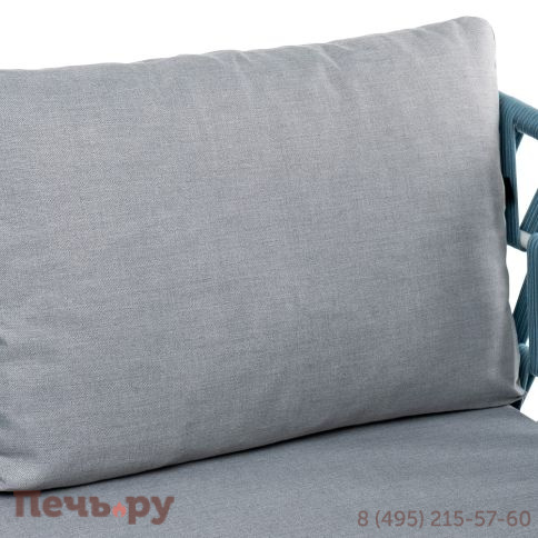 "Диего" диван 2-местный плетеный из роупа, каркас алюминий светло-серый (RAL7035) муар, роуп бирюзовый круглый, ткань светло-серая фото 10