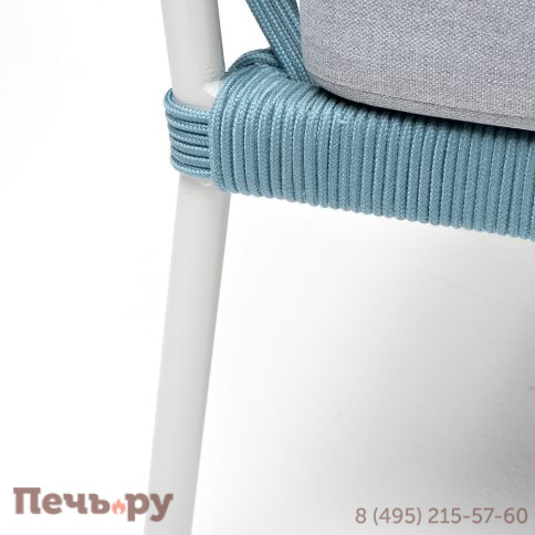 "Диего" диван 2-местный плетеный из роупа, каркас алюминий светло-серый (RAL7035) муар, роуп бирюзовый круглый, ткань светло-серая фото 12