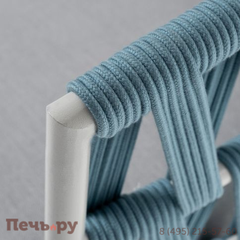 "Диего" диван 2-местный плетеный из роупа, каркас алюминий светло-серый (RAL7035) муар, роуп бирюзовый круглый, ткань светло-серая фото 5