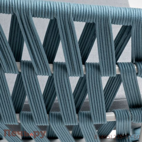 "Диего" диван 2-местный плетеный из роупа, каркас алюминий светло-серый (RAL7035) муар, роуп бирюзовый круглый, ткань светло-серая фото 6