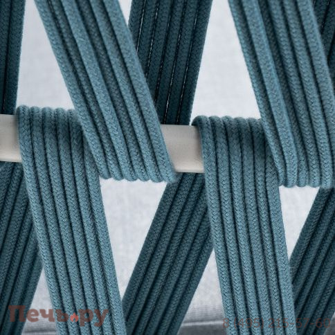 "Диего" диван 2-местный плетеный из роупа, каркас алюминий светло-серый (RAL7035) муар, роуп бирюзовый круглый, ткань светло-серая фото 7