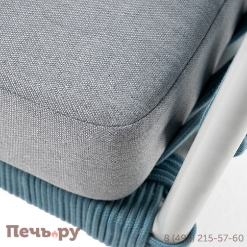 "Диего" диван 2-местный плетеный из роупа, каркас алюминий светло-серый (RAL7035) муар, роуп бирюзовый круглый, ткань светло-серая фото 8