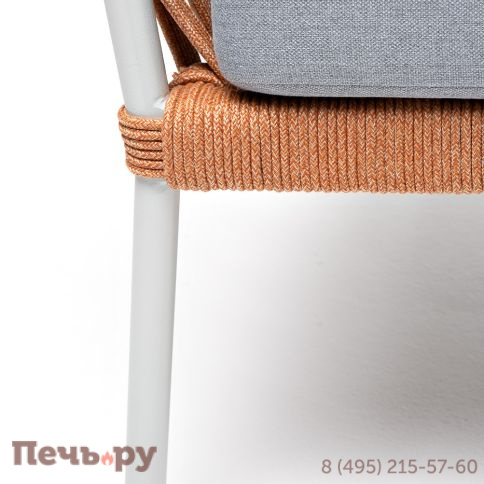 "Диего" диван 2-местный плетеный из роупа, каркас алюминий светло-серый (RAL7035) муар, роуп оранжевый меланж круглый, ткань светло-серая фото 10