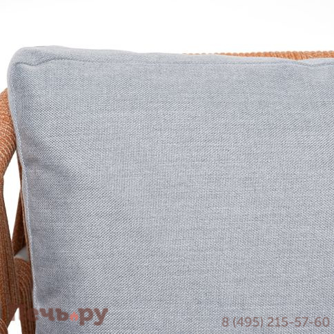 "Диего" диван 2-местный плетеный из роупа, каркас алюминий светло-серый (RAL7035) муар, роуп оранжевый меланж круглый, ткань светло-серая фото 12