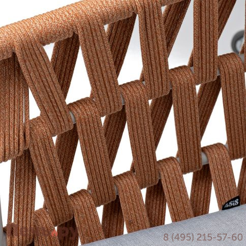 "Диего" диван 2-местный плетеный из роупа, каркас алюминий светло-серый (RAL7035) муар, роуп оранжевый меланж круглый, ткань светло-серая фото 6