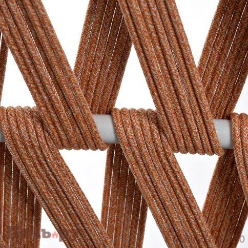 "Диего" диван 2-местный плетеный из роупа, каркас алюминий светло-серый (RAL7035) муар, роуп оранжевый меланж круглый, ткань светло-серая фото 7