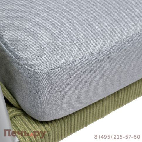 "Диего" диван 2-местный плетеный из роупа, каркас алюминий светло-серый (RAL7035) муар, роуп салатовый меланж круглый, ткань светло-серая фото 8