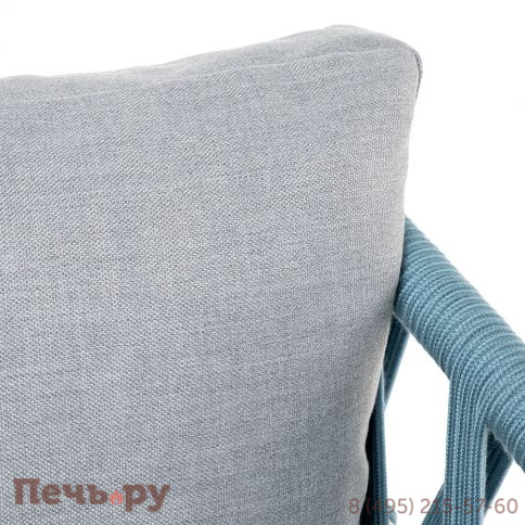 "Диего" кресло плетеное из роупа, каркас алюминий светло-серый (RAL7035) муар, роуп бирюзовый круглый, ткань светло-серая фото 11