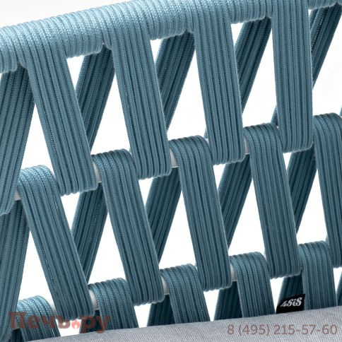 "Диего" кресло плетеное из роупа, каркас алюминий светло-серый (RAL7035) муар, роуп бирюзовый круглый, ткань светло-серая фото 5