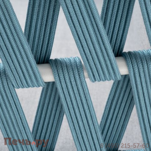 "Диего" кресло плетеное из роупа, каркас алюминий светло-серый (RAL7035) муар, роуп бирюзовый круглый, ткань светло-серая фото 7