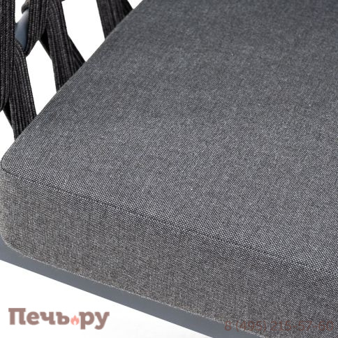 "Диего" кресло плетеное из роупа, каркас алюминий темно-серый (RAL7024) муар, роуп темно-серый круглый, ткань темно-серая 027 фото 5