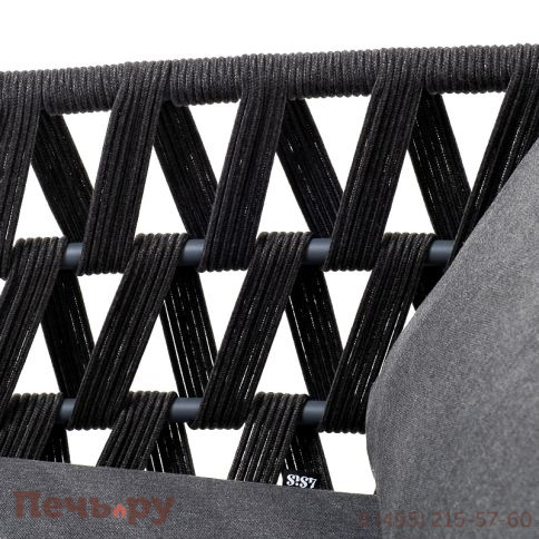 "Диего" кресло плетеное из роупа, каркас алюминий темно-серый (RAL7024) муар, роуп темно-серый круглый, ткань темно-серая 027 фото 6