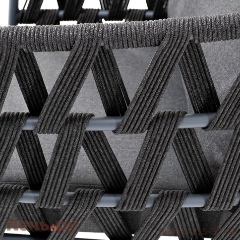 "Диего" кресло плетеное из роупа, каркас алюминий темно-серый (RAL7024) муар, роуп темно-серый круглый, ткань темно-серая 027 фото 7