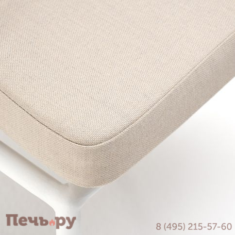 "Диего" стул плетеный из роупа, каркас из стали белый муар, роуп бежевый круглый, ткань бежевая 052 фото 7