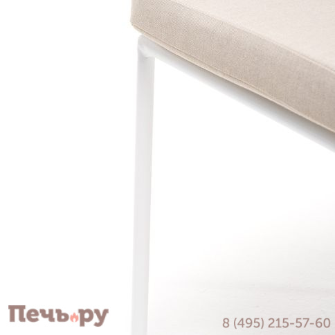 "Диего" стул плетеный из роупа, каркас из стали белый муар, роуп бежевый круглый, ткань бежевая 052 фото 9