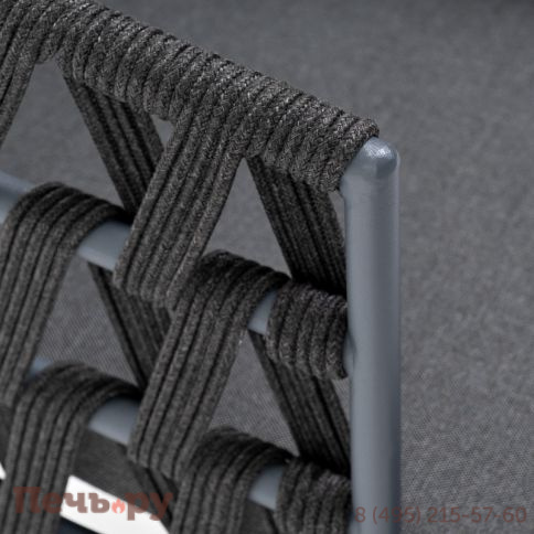 "Диего" стул плетеный из роупа, каркас из стали серый (RAL7022) муар, роуп темно-серый круглый, ткань темно-серая 027 фото 4