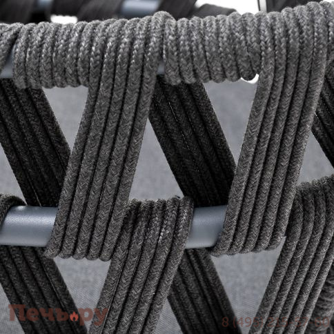 "Диего" стул плетеный из роупа, каркас из стали серый (RAL7022) муар, роуп темно-серый круглый, ткань темно-серая 027 фото 9