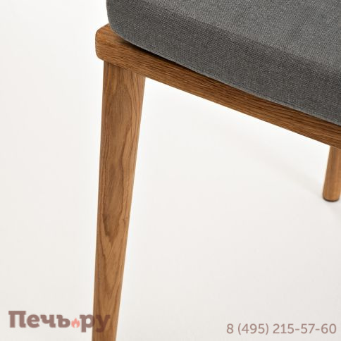 "Диего" стул плетеный из роупа, основание дуб, роуп темно-серый круглый, ткань серая фото 10