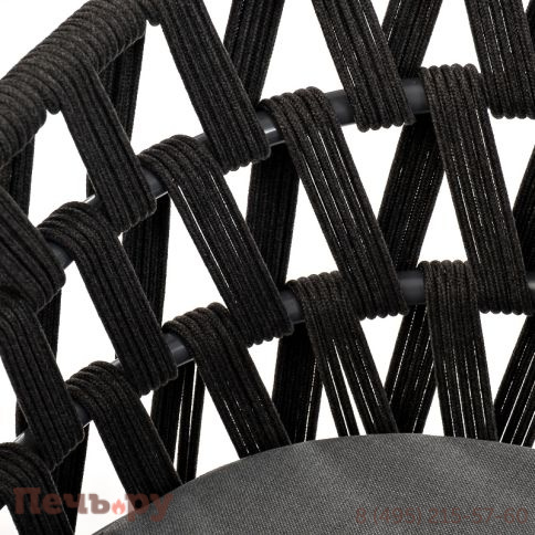 "Диего" стул плетеный из роупа, основание дуб, роуп темно-серый круглый, ткань серая фото 11