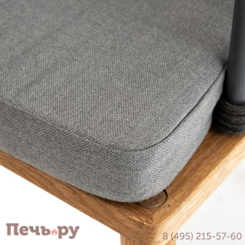 "Диего" стул плетеный из роупа, основание дуб, роуп темно-серый круглый, ткань серая фото 5