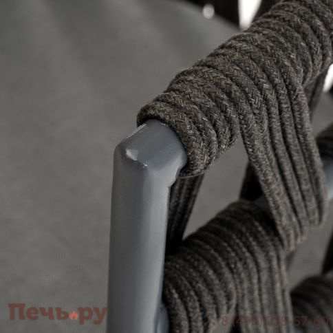 "Диего" стул плетеный из роупа, основание дуб, роуп темно-серый круглый, ткань серая фото 7