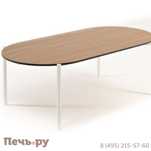 "Диего" журнальный стол из HPL 120х60 H40, каркас белый муар, цвет "дуб" фото