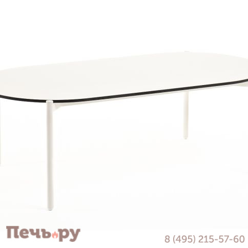 "Диего" журнальный стол из HPL 120х60 H40, каркас белый муар, цвет "молочный" фото