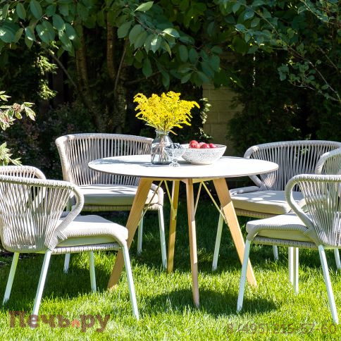 "Франческо" интерьерный стол из HPL круглый Ø90см, цвет молочный фото 2