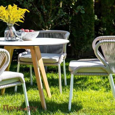 "Франческо" интерьерный стол из HPL круглый Ø90см, цвет молочный фото 4