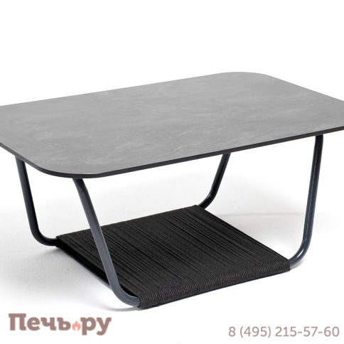"Гранада" журнальный стол 90х60см из HPL, цвет "серый гранит", каркас темно-серый (RAL7024) муар, роуп темно-серый круглый фото 3