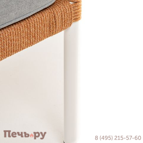 "Канны" диван 2-местный плетеный из роупа, каркас алюминий светло-серый (RAL7035) муар, роуп оранжевый меланж круглый, ткань светло-серая фото 10