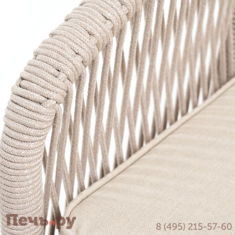 "Канны" диван 2-местный плетеный из роупа, основание дуб, роуп бежевый круглый, ткань бежевая 052 фото 6