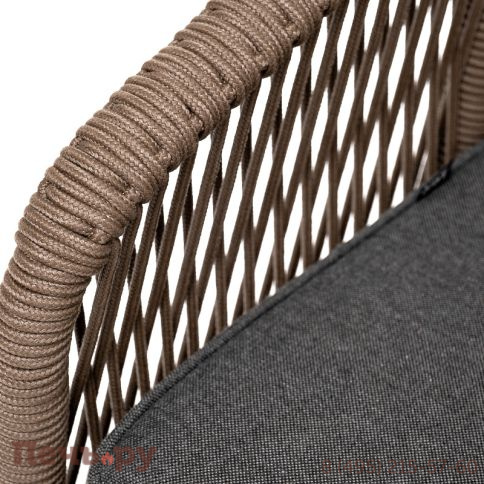 "Канны" диван 2-местный плетеный из роупа, основание дуб, роуп коричневый круглый, ткань темно-серая 027 фото 6