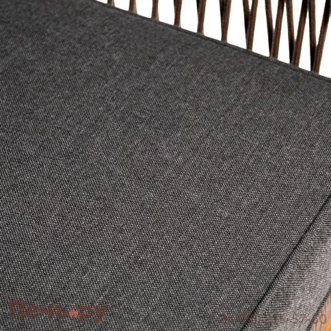 "Канны" диван 2-местный плетеный из роупа, основание дуб, роуп коричневый круглый, ткань темно-серая 027 фото 9