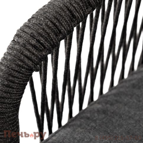 "Канны" диван 2-местный плетеный из роупа, основание дуб, роуп темно-серый круглый, ткань темно-серая 027 фото 7