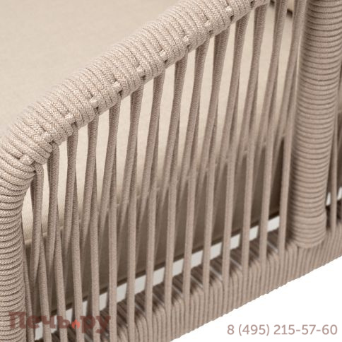 "Канны" кресло плетеное из роупа, каркас алюминий белый, муар, роуп бежевый круглый, ткань бежевая 035 фото 4