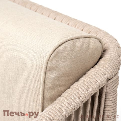 "Канны" кресло плетеное из роупа, каркас алюминий белый, муар, роуп бежевый круглый, ткань бежевая 035 фото 8