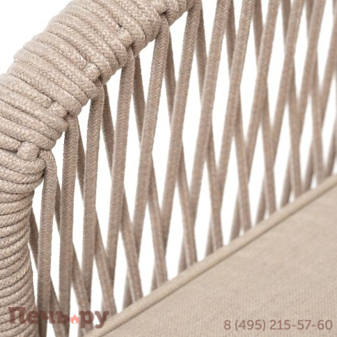 "Канны" кресло плетеное из роупа, каркас алюминий белый муар, роуп бежевый круглый, ткань бежевая 15052 фото 6